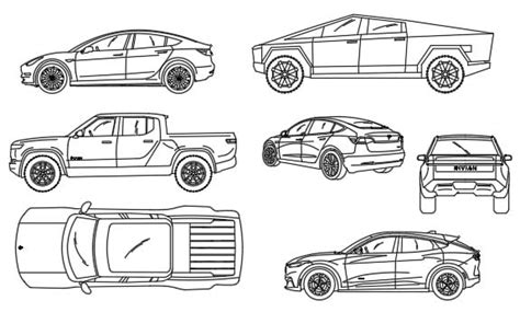 AutoCAD Electric Cars Trucks Blocks | CAD Symbols