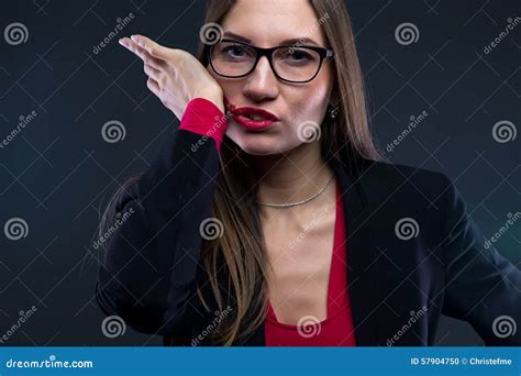 Image of Woman Smudging Lipstick Stock Photo - Image of slim, adult ...