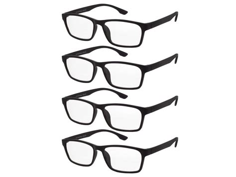 Reading Glasses Mens Womens 4 Pack Readers Unisex Classic Square Shape ...