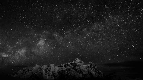 snowcapped mountain, scenics - nature, space and astronomy, winter, star field, galaxy, Milky ...