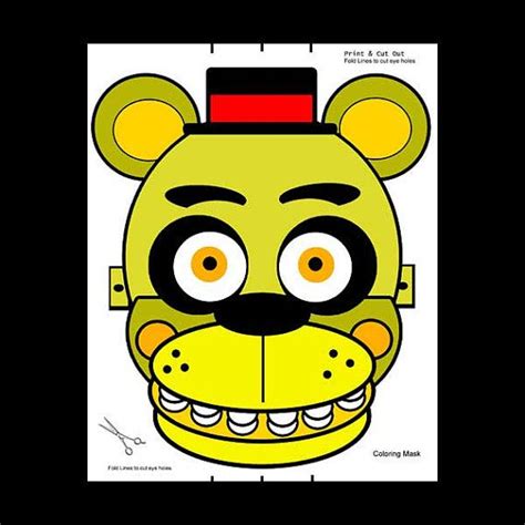 Mask, Five Nights at Freddy's, FNAF, Gold, Golden, Freddy Fazzbear, Digital File, 4 Print, Non ...