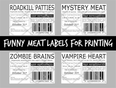 Meat Labels, Halloween Pranks, Fake Food Labels, Funny Food Labels, for Printing, Stickers ...