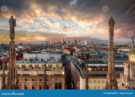 Milan, Italy City Skyline in the Evening Stock Image - Image of ...