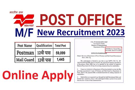 India Post Office Recruitment 2023 – Notification For Postman and Mail Guard 60544 indiapost.gov ...