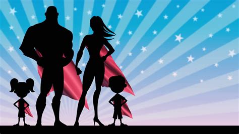 Superhero Family: Looping Animation Of Superhero Family Posing. Stock ...