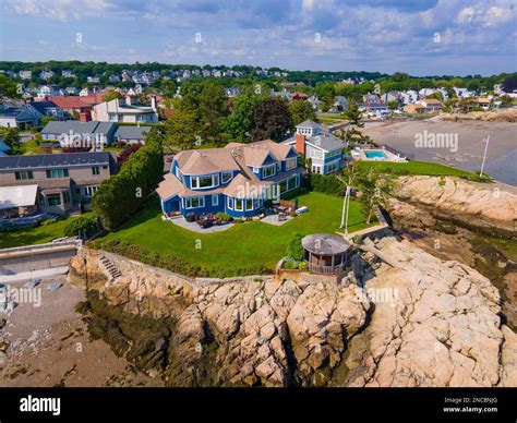 Historic luxurious mansions aerial view on Lincoln House Point at ...