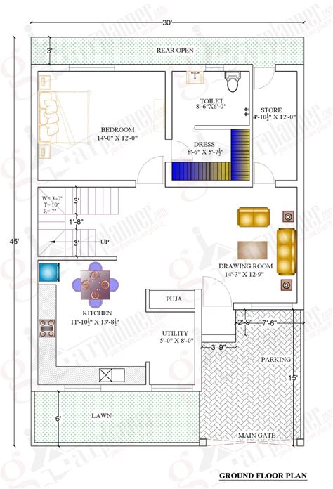 1000 square feet ground floor plan | House plans, Small house plans ...