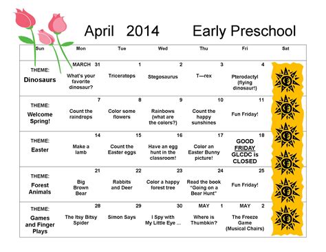 April 2014 Early Preschool – Great Lakes Child Development Center