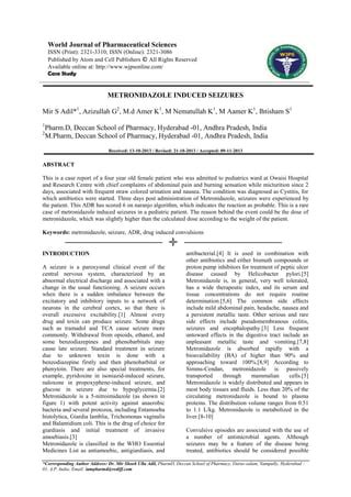 METRONIDAZOLE INDUCED SEIZURES | PDF