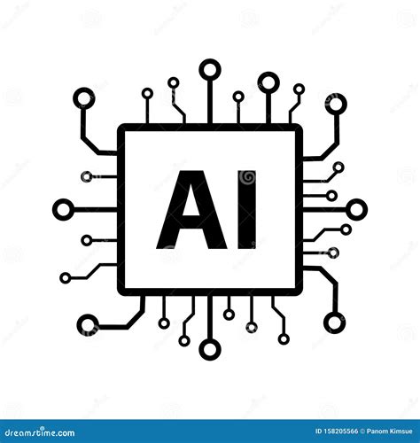 Artificial Intelligence AI Processor Chip Vector Icon Symbol for ...