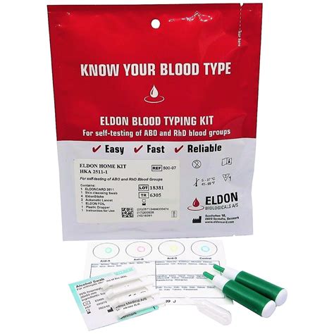 1 x Blood Type Test Kit Eldon Home Blood Group Testing Kit - CE Marked 696538058288 | eBay