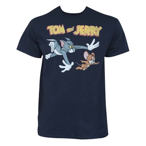 Tom And Jerry Men's Navy Blue Classic T-Shirt