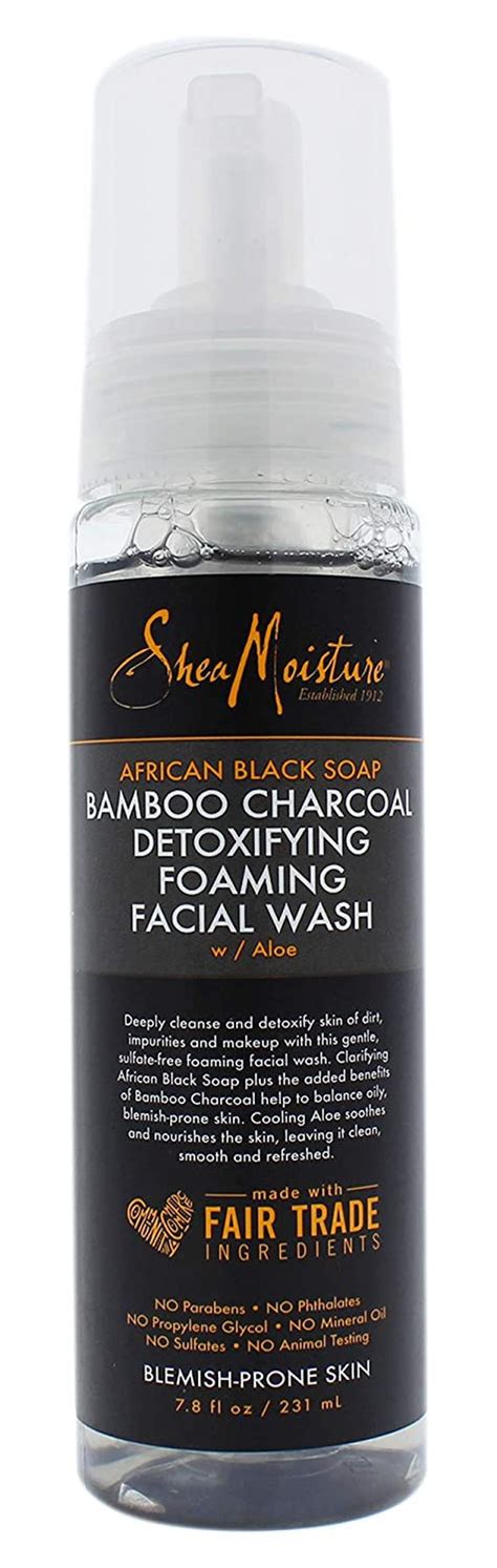 Shea Moisture African Black Soap Bamboo Charcoal Detoxifying Foaming Facial Wash ingredients ...