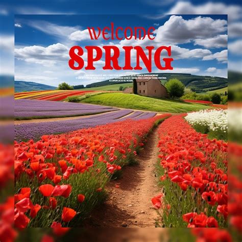 Premium PSD | Realistic spring floral frame welcome spring