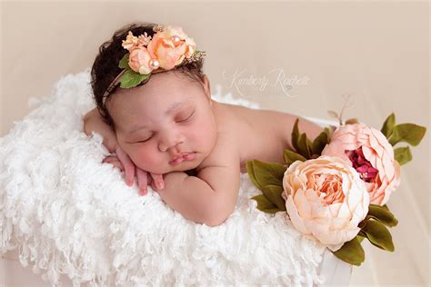 Newborn baby girl pictures photography session flowers white ivory | Newborn photography girl ...