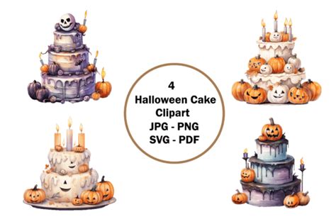 Halloween Cake Clipart PNG-JPG-SVG-PDF Graphic by Milano Creative · Creative Fabrica