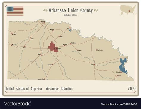 Map union county in arkansas Royalty Free Vector Image