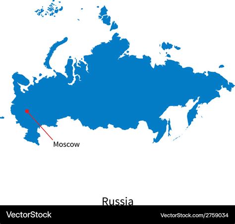 Detailed map russia and capital city moscow Vector Image