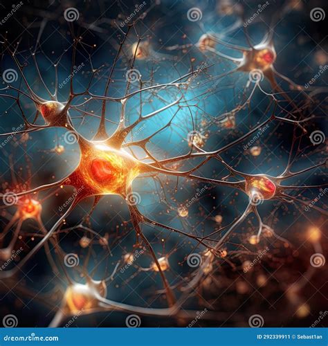 Close-up View of Brain Neurons Firing, Representing Abstract Medical ...