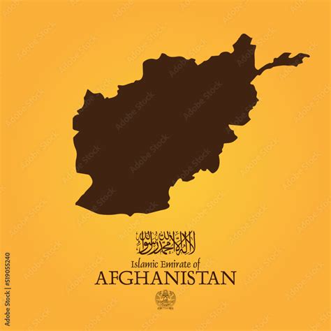 Map of Islamic Emirate of Afghanistan. Taliban Islamic state. Afghani Taliban flag, logo and ...