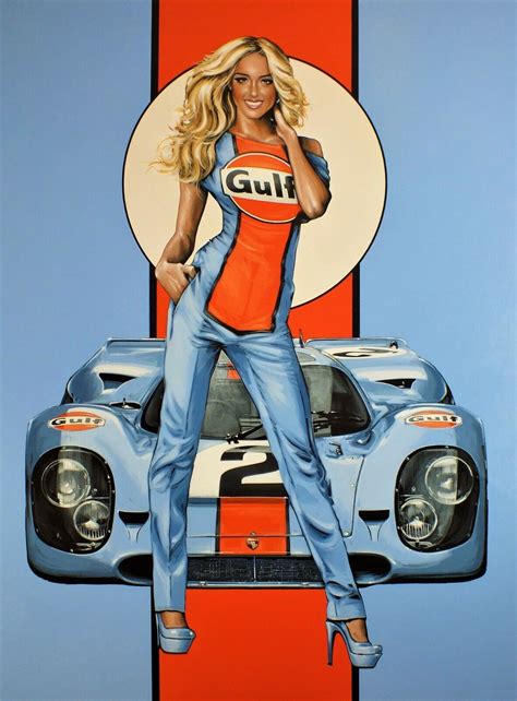 Porsche Gulf Racing Pin Up Girl Retro Vintage High-Quality 22inx17in Art Poster | eBay