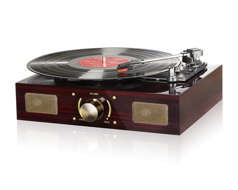 Vinyl Record Player, LuguLake Turntable with Stereo 3-Speed, Built-in ...