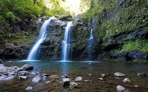 Online crop | HD wallpaper: Beautiful waterfall-Hawaiian Islands ...