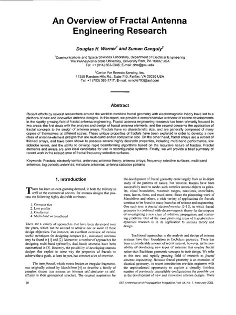 An Overview' of Fractal Antenna | PDF | Fractal | Antenna (Radio)