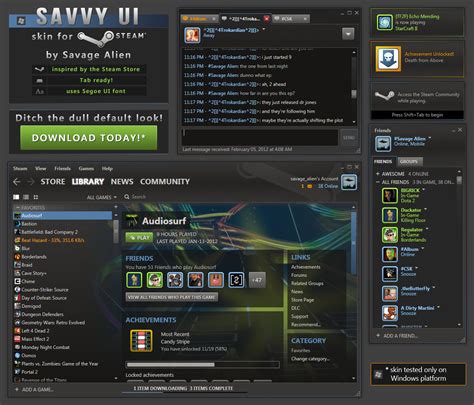 Savvy UI skin for Steam (outdated) by savagealien on DeviantArt