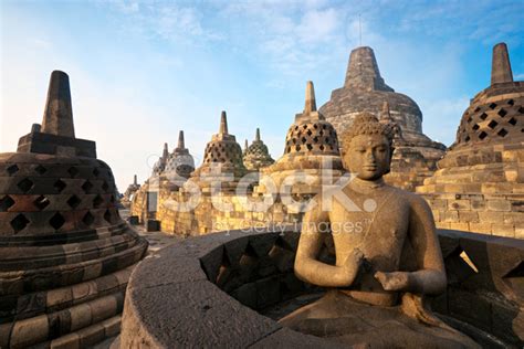 The Beautiful Borobudur Temple At Sunrise, Yogyakarta, Indonesia Stock Photo | Royalty-Free ...