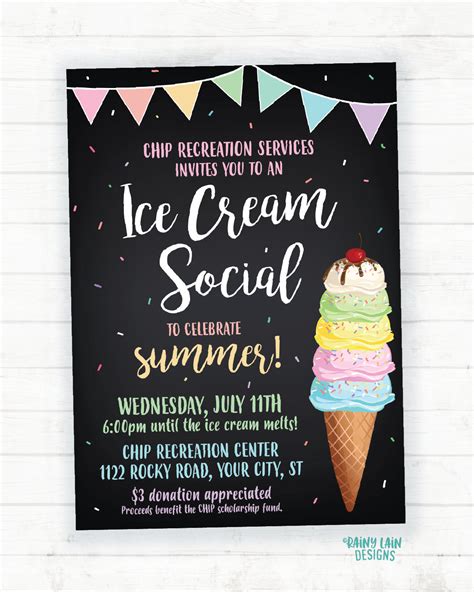 Ice Cream Social Invitation Ice Cream Social Flyer | Etsy