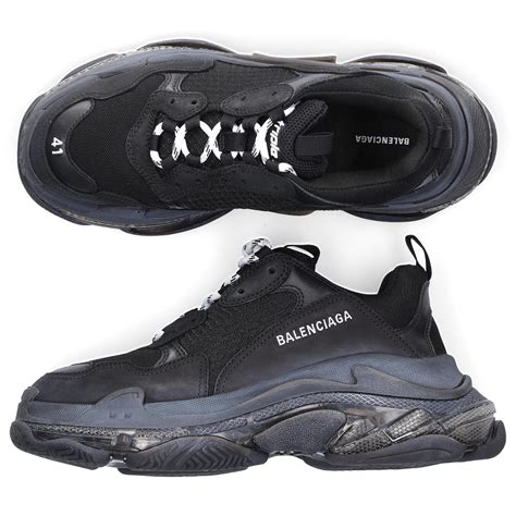 Balenciaga Leather Sneakers Black Triple S for Men - Lyst