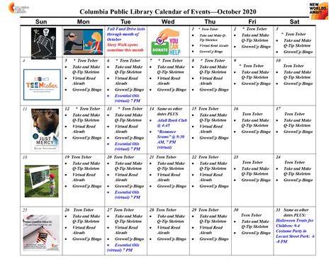 COLUMBIA SPY: Columbia Public Library Calendar of Events - October 2020