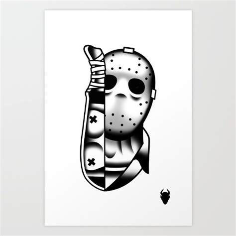 jason mask tattoo drawing - driesvannotenbag