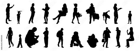 Vector illustration, Outline silhouettes of people, Contour drawing, people silhouette ...