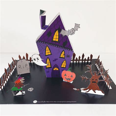 Haunted House Paper Craft Activity, Printable Halloween Craft House, Instant Download, Halloween ...