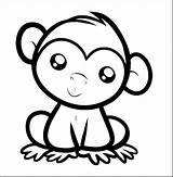 A Cartoon monkey Sitting On The Ground sketch template
