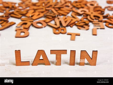 Latin word from wooden letters on a white background old Stock Photo ...