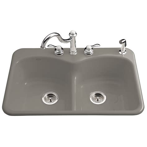 KOHLER Langlade Double-Basin Drop-in Enameled Cast Iron Kitchen Sink at Lowes.com