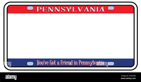 Blank Pennsylvania license plate in the colors of the state flag over a white background Stock ...