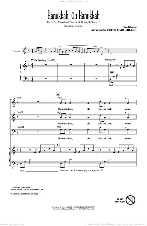 Miller - Hanukkah, Oh Hanukkah sheet music for choir (3-Part Mixed)