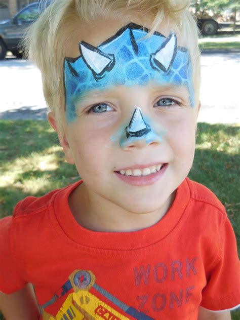 Easy Blue Dinosaur Face Painting