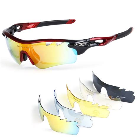 4 Lens Polarized Cycling Sunglasses Bike Bicycle UV400 Goggles Sports Driving Fishing Skating ...