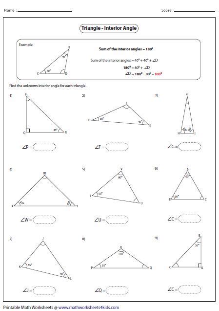 Angles And Triangles Worksheets | Triangle worksheet, Angles worksheet ...