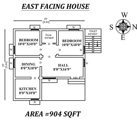 29x29' The Perfect 2bhk East facing House Plan As Per Vastu Shastra ...