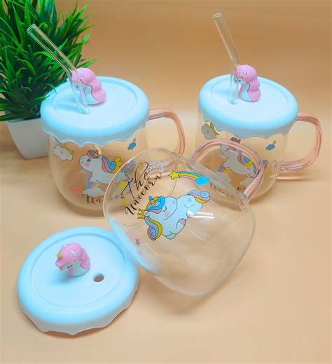 Unicorn Glass Coffee Mug with Ceramic Lid and Spoon - SHOPONTIME®