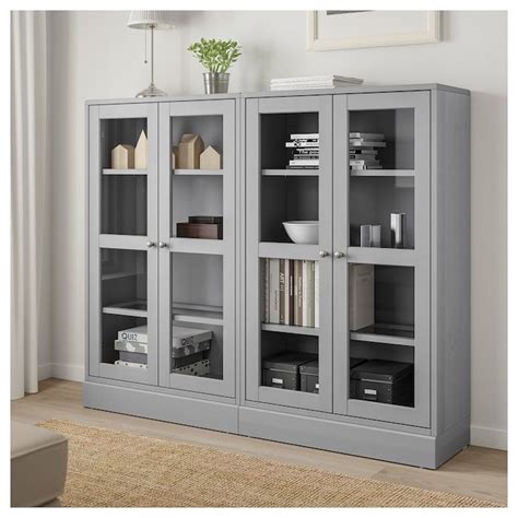 HAVSTA Storage combination w/glass doors, gray, 162x37x134 cm. Official ...