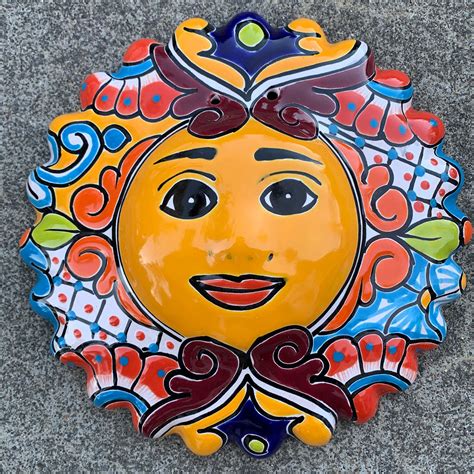 Talavera Sun, Moon, Eclipse | Mexican Garden Pottery | MexDecor