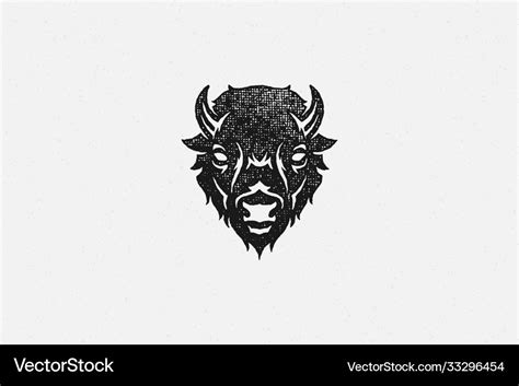 Silhouette head wild buffalo or bison Royalty Free Vector