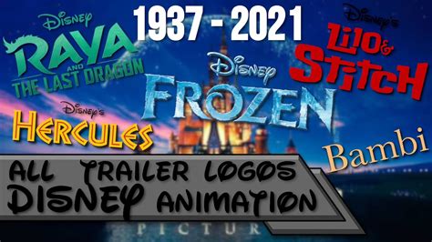 All Walt Disney Animation Trailer Logos (1937-2021) - YouTube